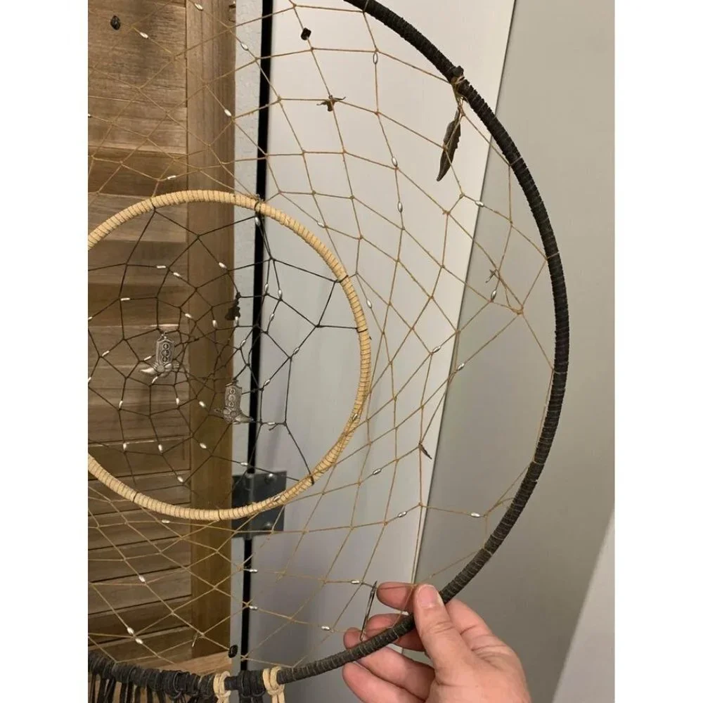 Large Handmade Dream Catcher with Cowboy Themed Charms, Leather Fringe